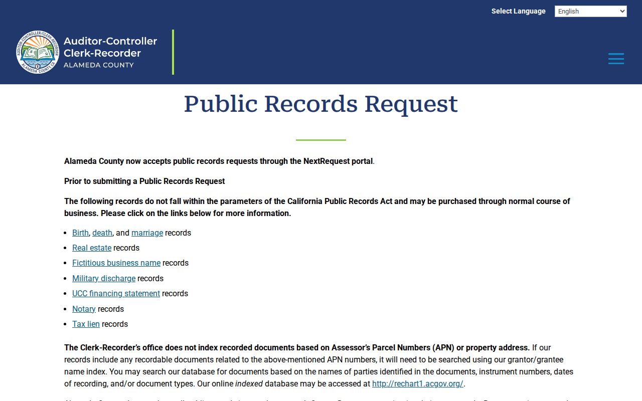Alameda residents directory county public records request