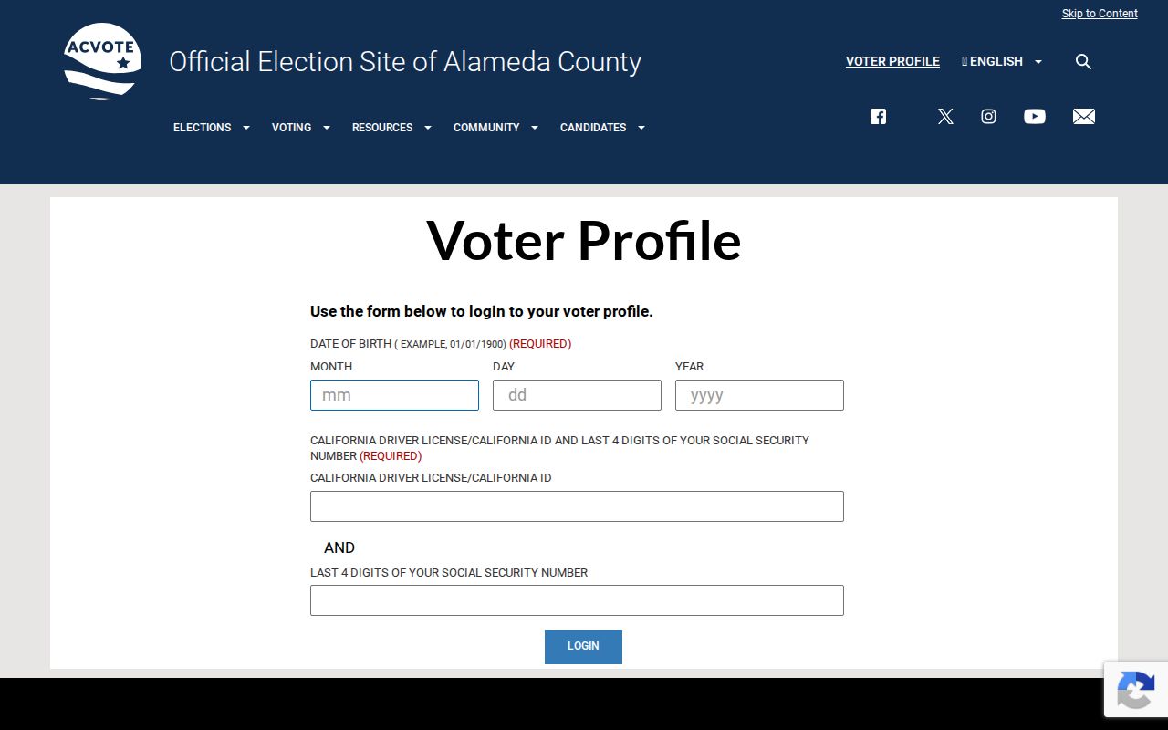 Alameda neighbors county voter profile self-service