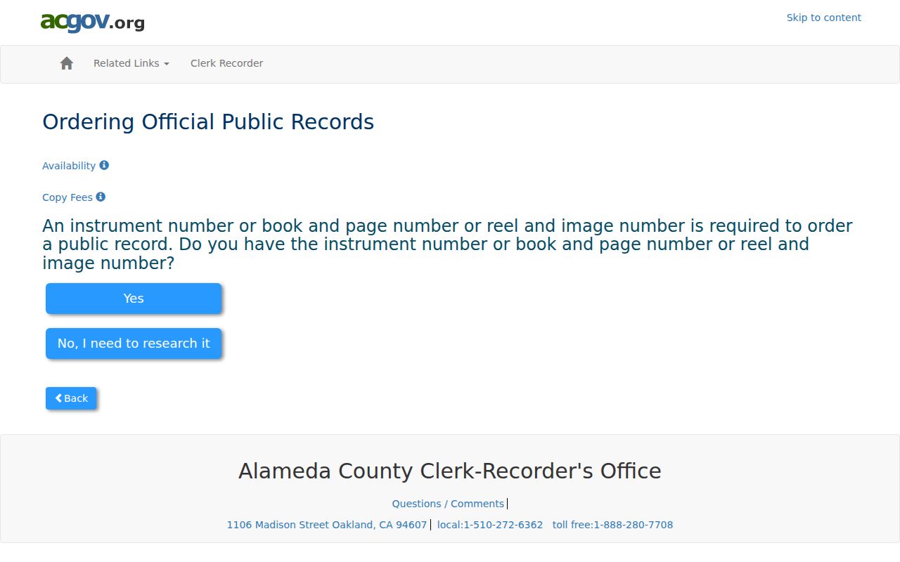 Alameda previous residents official public records history